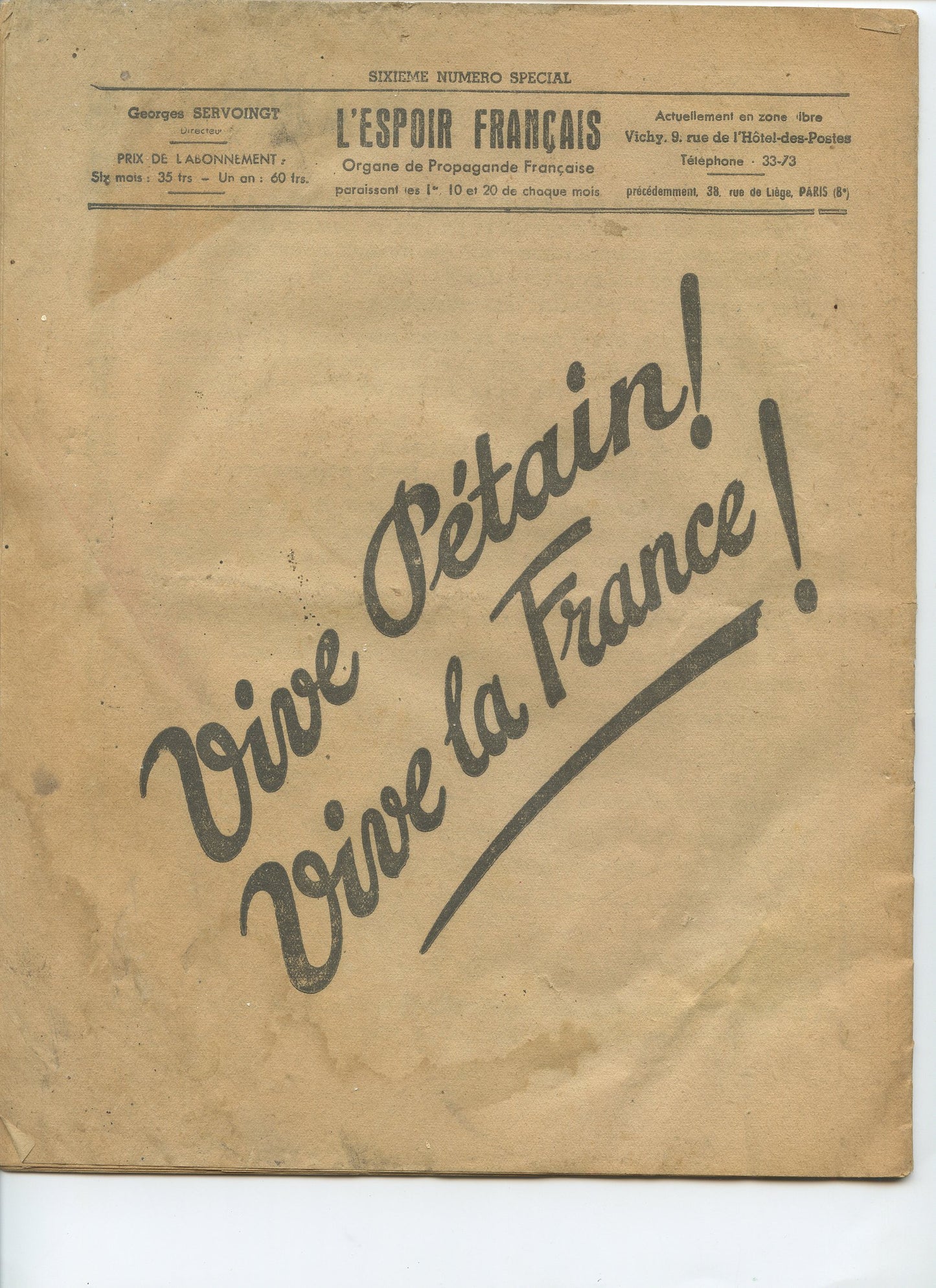 revue l'espoir français, défaite de 1940, Laval, LFC, Vichy, Etat Français