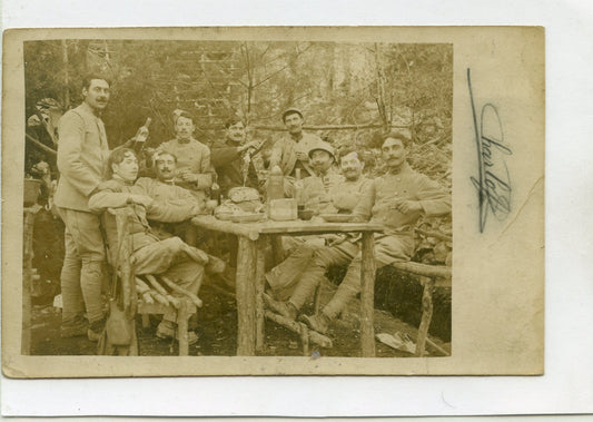 carte photo d'un groupe de poilus d'artillerie coloniale 1914-1918