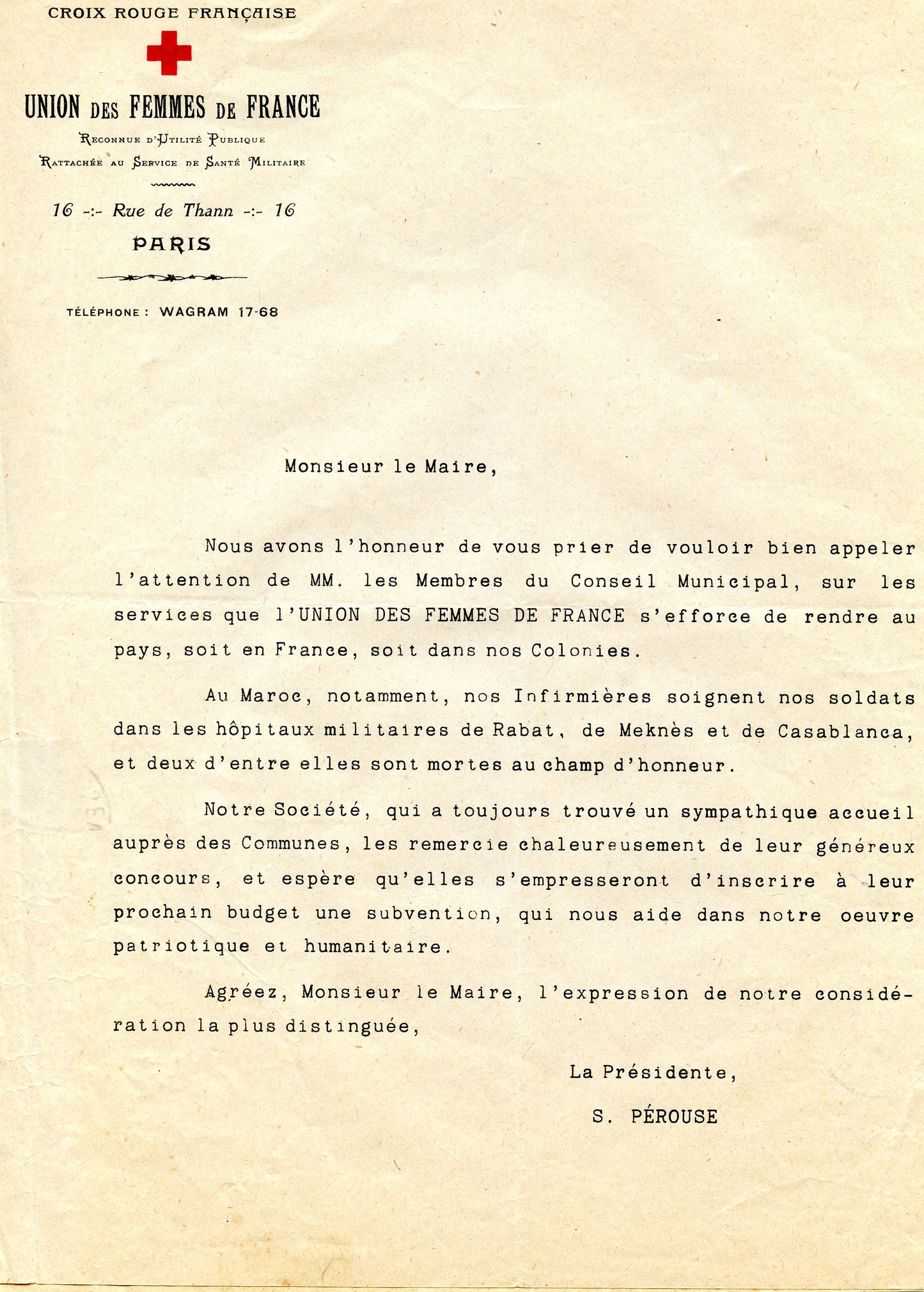 document demande de subvention avant 1914, croix rouge SSBM