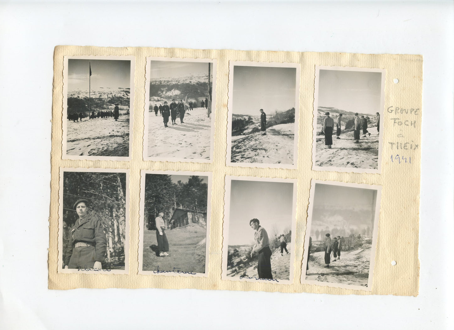 série de 8 photos chantiers de jeunesse groupe Foch Theix 1941 photos de 7,5 x 4,5 cm