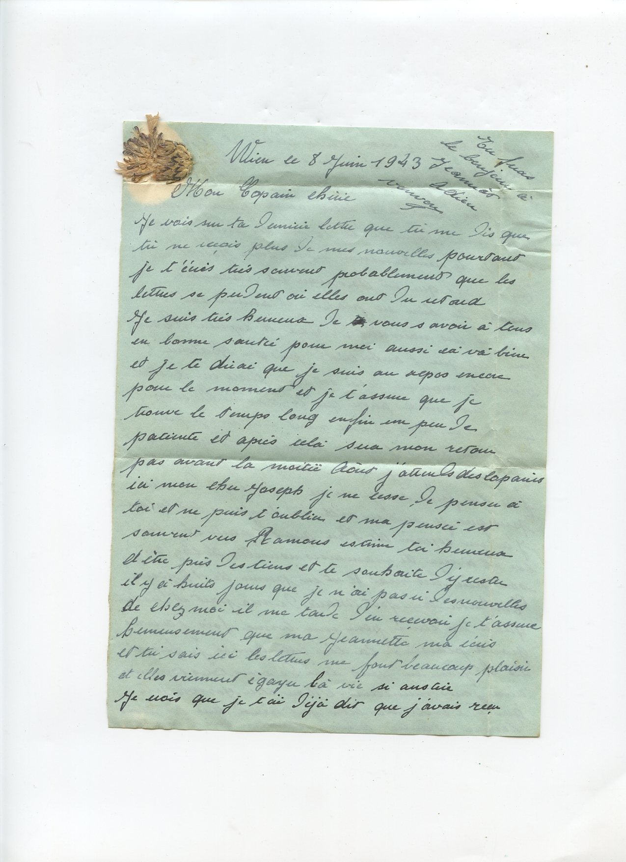 courrier et carte de correspondance d'un travailleur du STO 1944