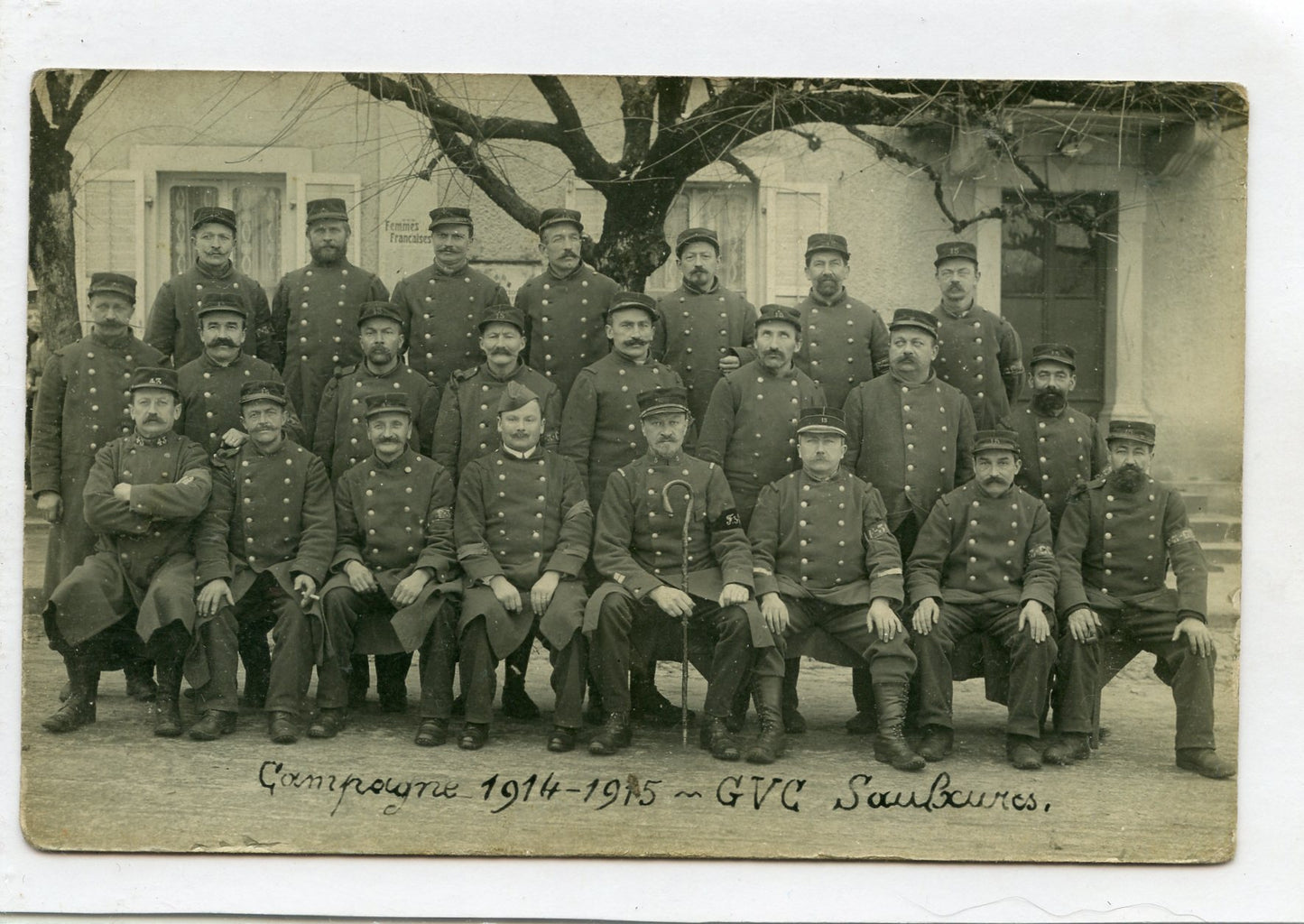 carte photo chasseurs du 5 et 15° bataillons Gardes voies et communication Saulxures 1914-15