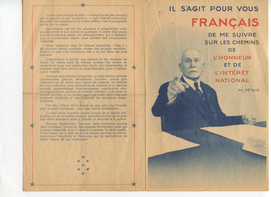 tract discours du maréchal Pétain 1941, Vichy, Etat Français