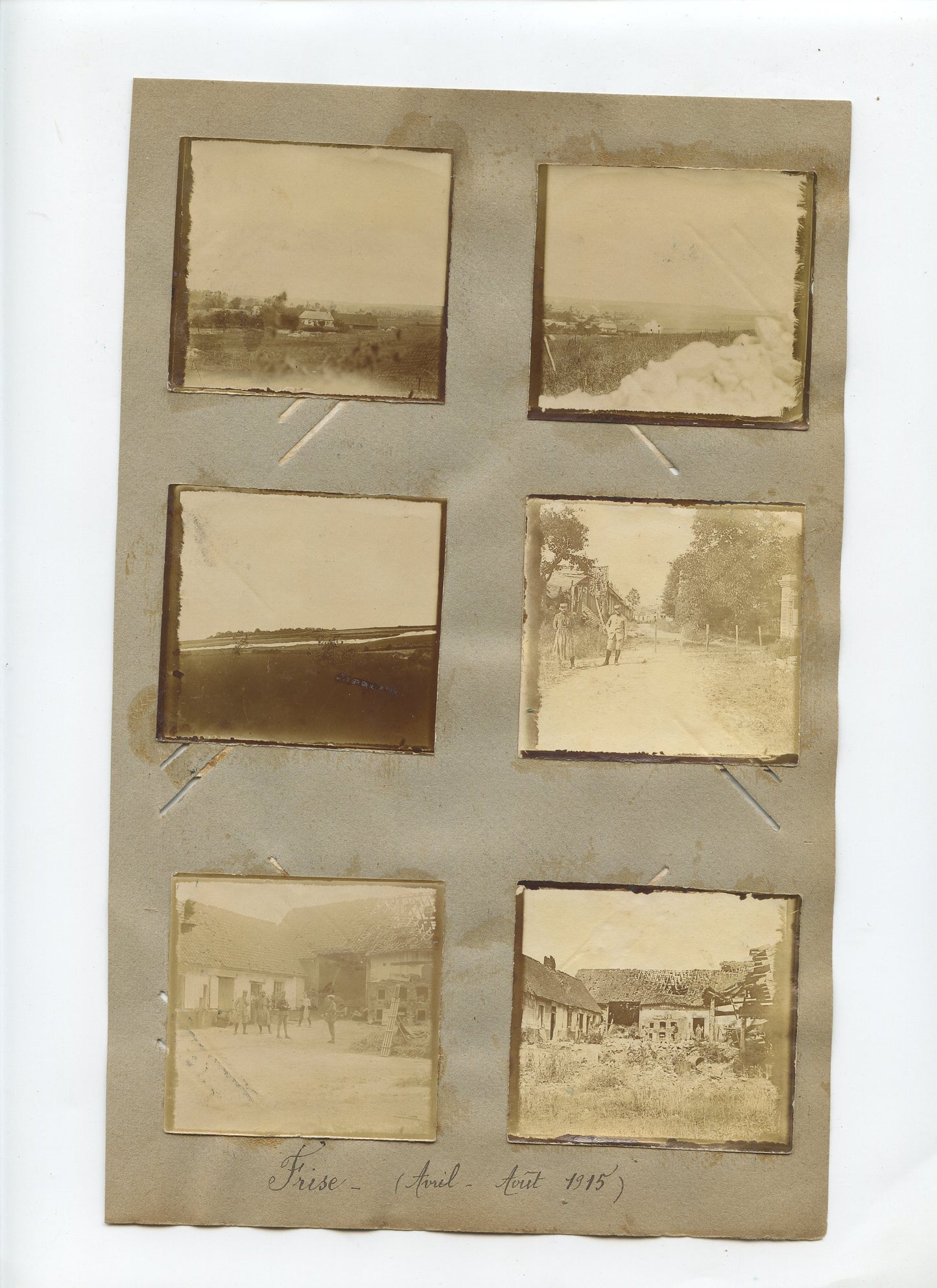 lot de 23 photos collées sur carton secteur de Frise 1915, vues de tranchées 6x6 cm
