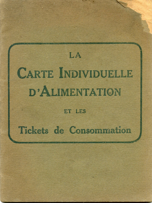 fascicule la carte d'alimentation 1918, 31 pages