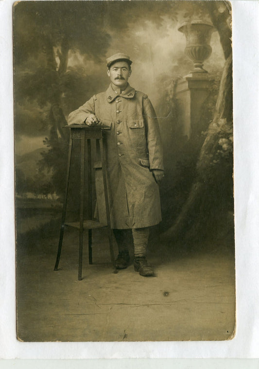 carte photo d'un poilu du 95°RI en capote poiret 1914-1918