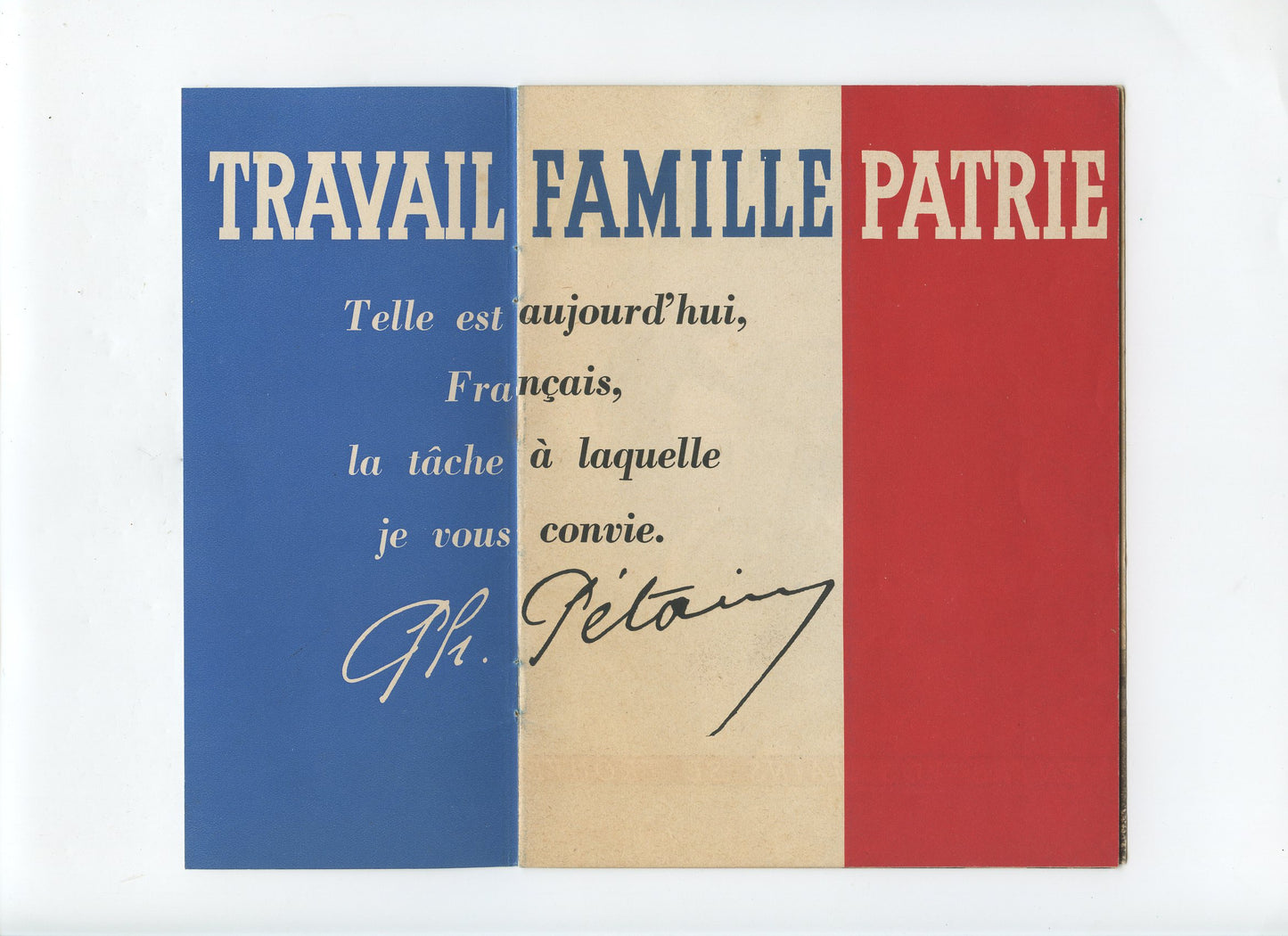 fascicule travail famille patrie, mal Pétain, Vichy, Etat Français