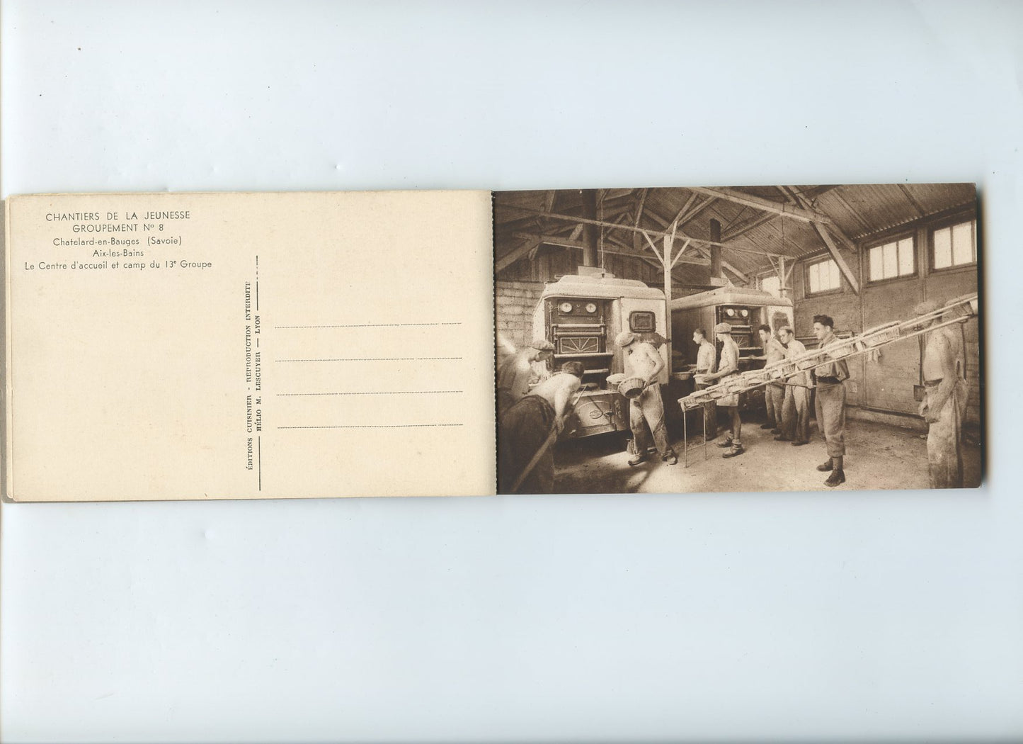 carnet de 12 cartes postales chantiers de jeunesse groupement 8 Chatelard en Bauges Savoie