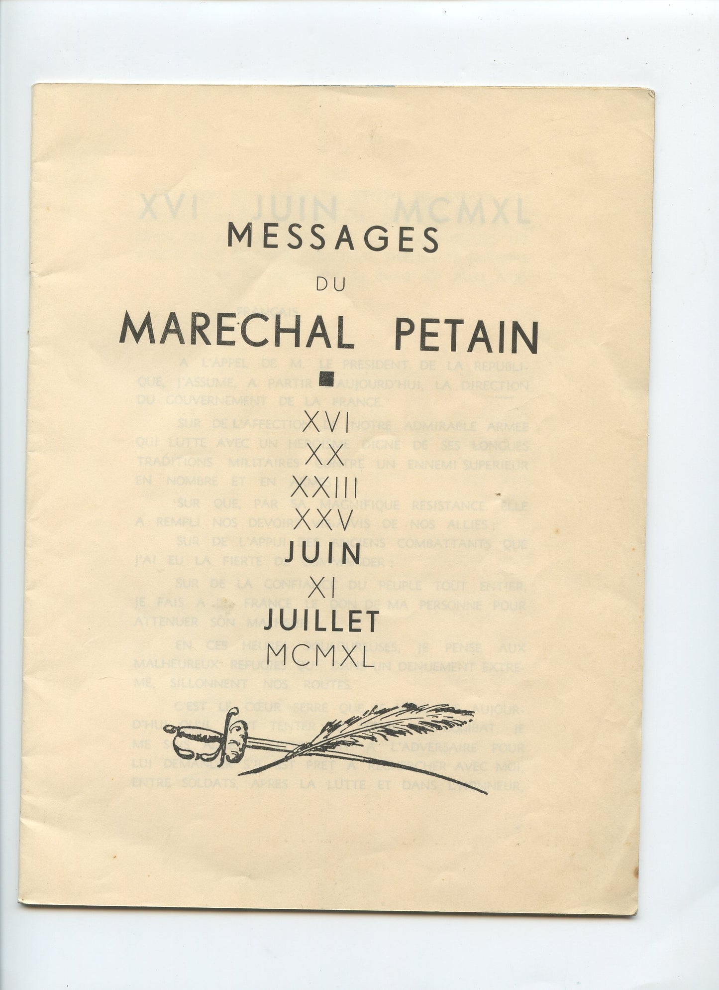 fascicule souvenons nous pour sa résurrection, discours mal Pétain, Vichy, Etat Français