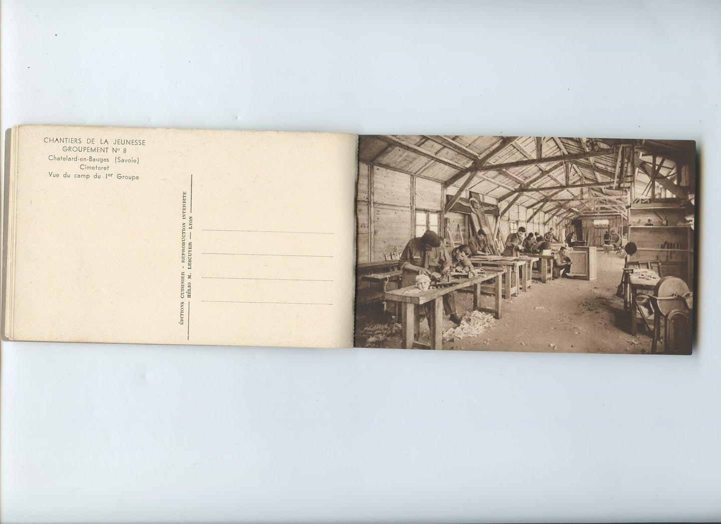 carnet de 12 cartes postales chantiers de jeunesse groupement 8 Chatelard en Bauges Savoie
