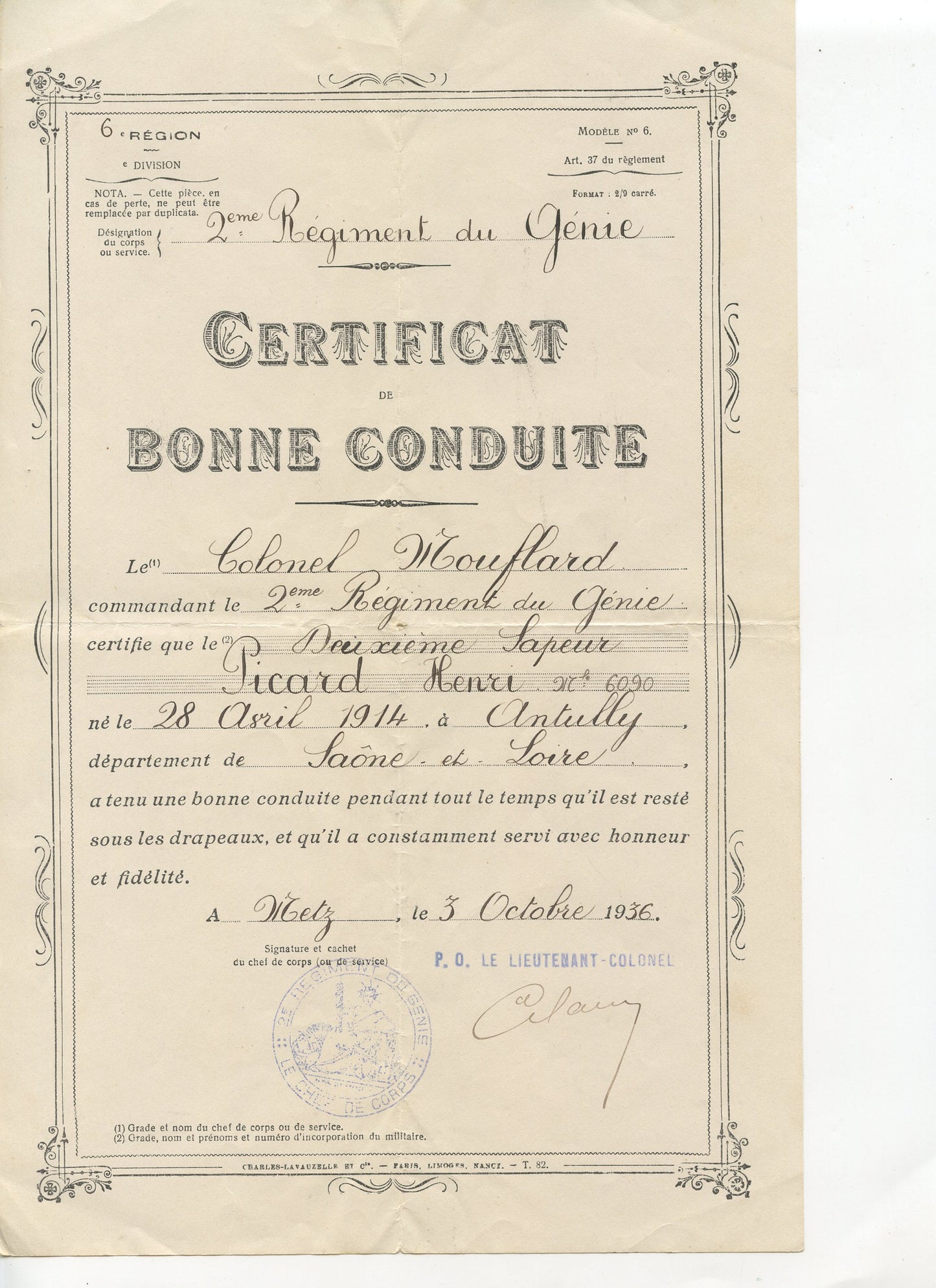 lot de 3 papiers d'un soldat français du 2ème génie mort en captivité en 1941