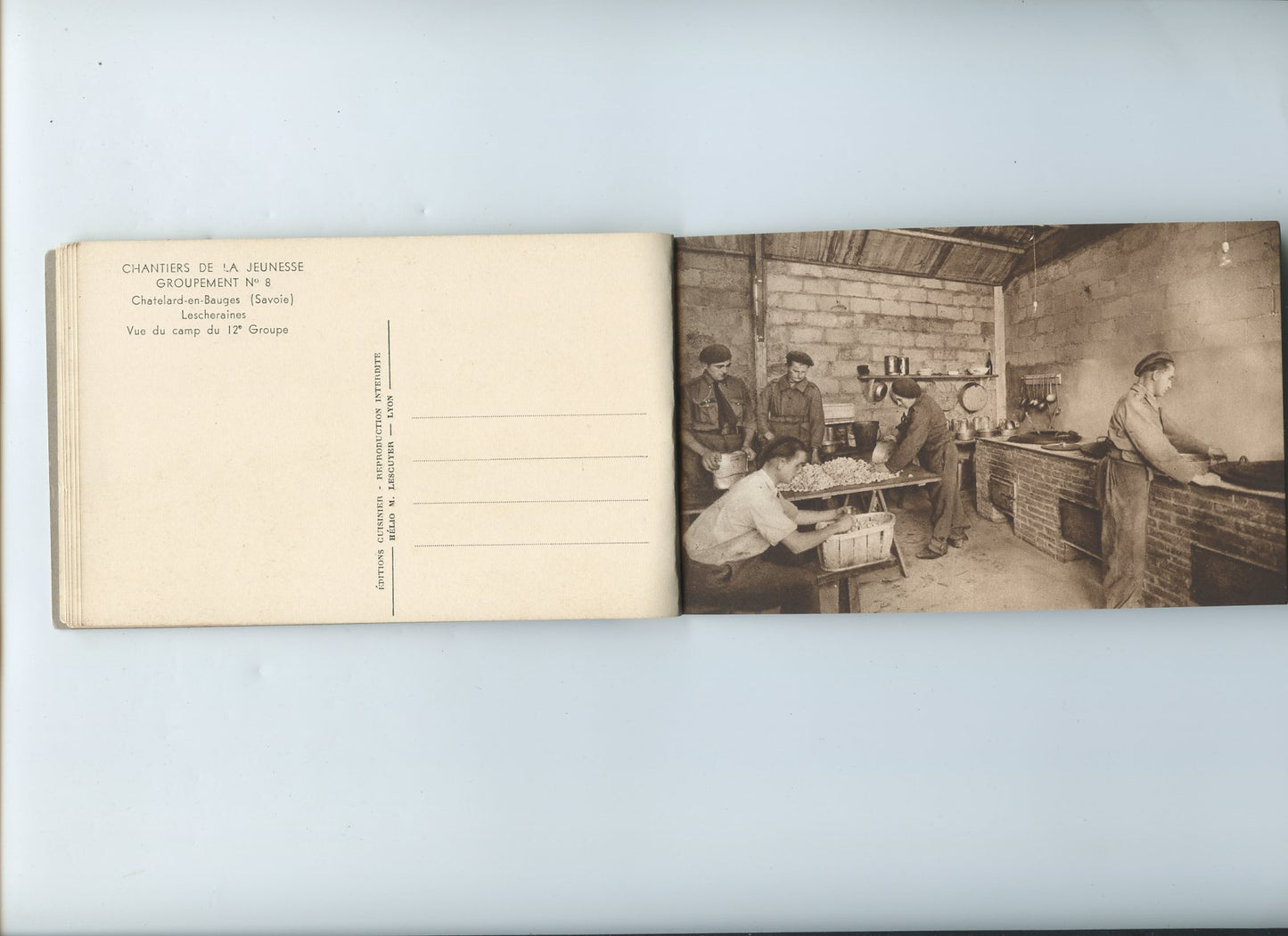 carnet de 12 cartes postales chantiers de jeunesse groupement 8 Chatelard en Bauges Savoie