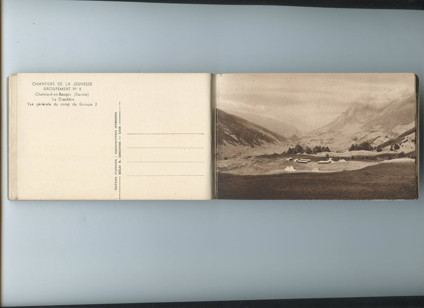 carnet de 12 cartes postales chantiers de jeunesse groupement 8 Chatelard en Bauges Savoie