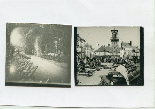 2 photos matériel pris par l'armée Mangin Aisne Villers Cotterêts 1918 6,5 x 6 cm