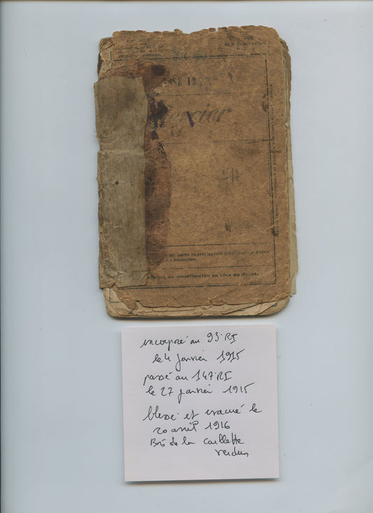 livret militaire soldat 93° et 147°RI blessé et cité à Verdun 1914-18