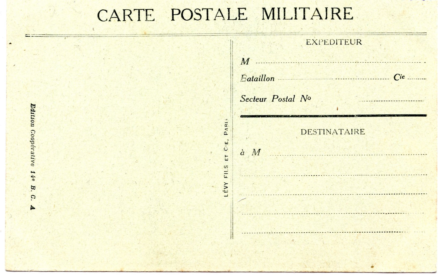 carte postale fanion cie de mitrailleuses du 14° bataillon de chasseurs alpins 1914-18