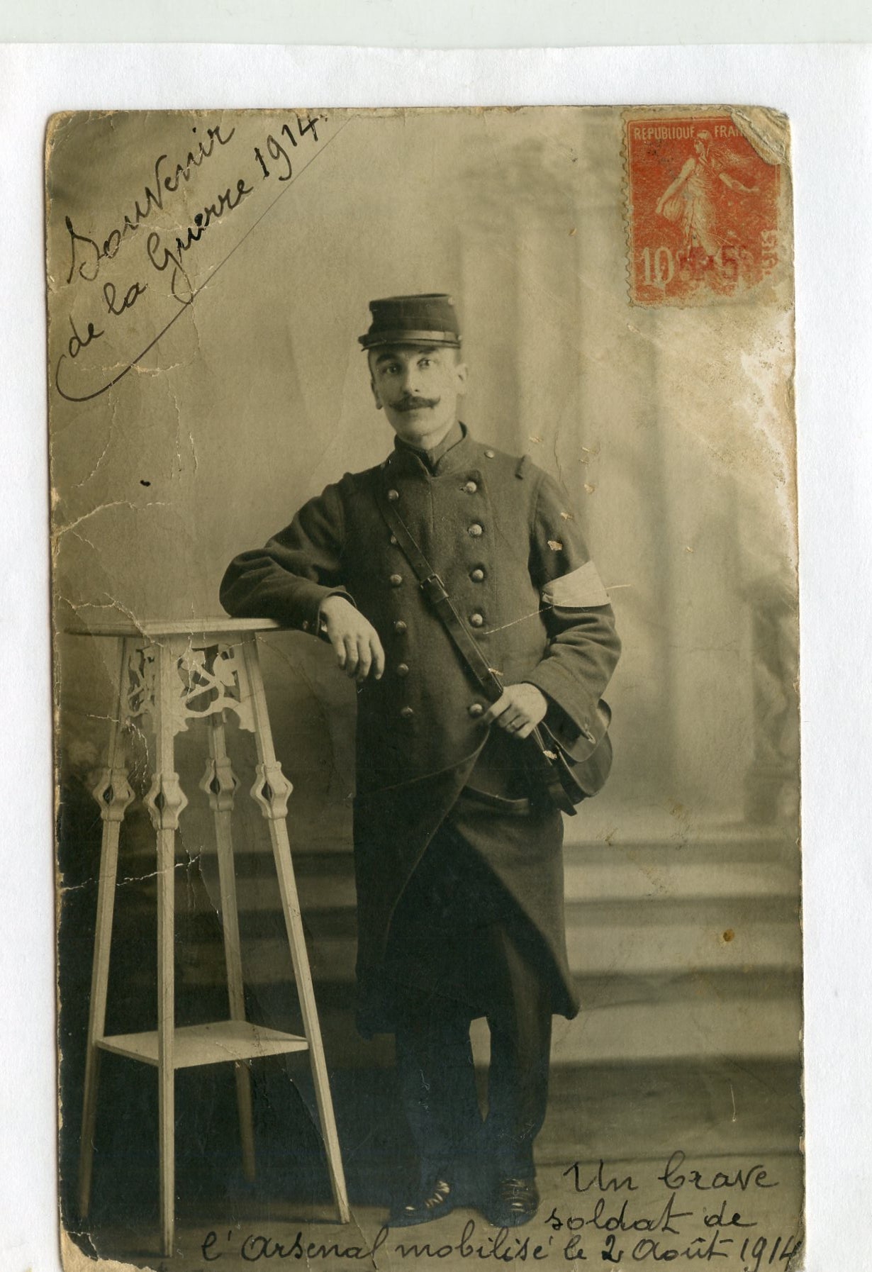 carte photo d'un poilu infirmier début de guerre 1914