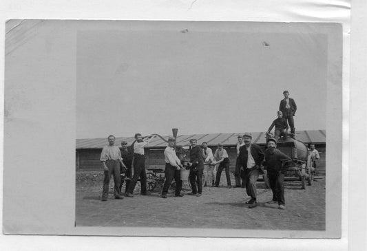 carte photo de poilus avec pompe a incendie 1914-1918