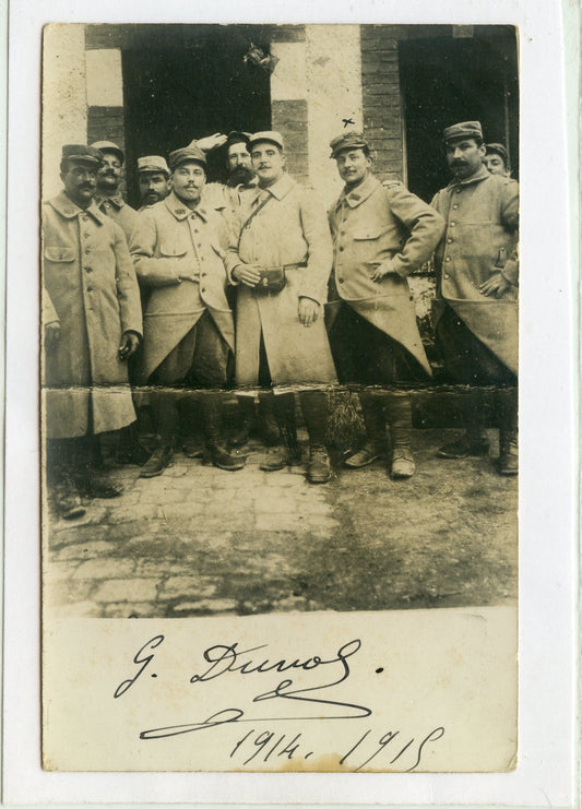 carte photo de poilus du 101° régiment d'infanterie, capotes Poiret 1915 1914-1918