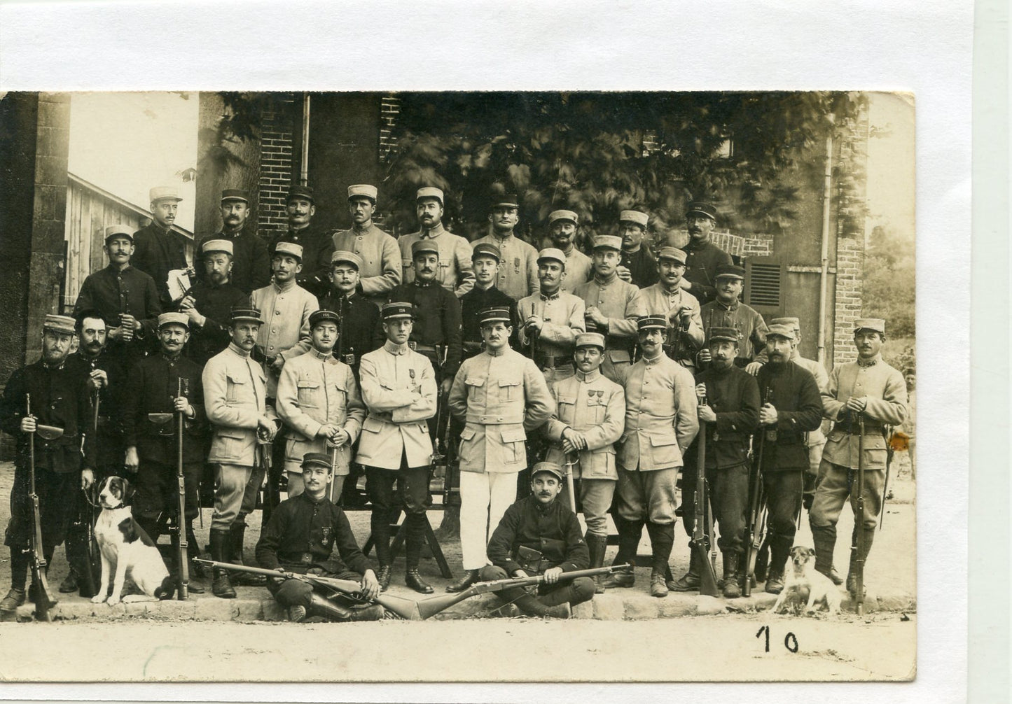 carte photo peloton d'instruction des récupérés 130 et 166°RI 1915 1914-1918