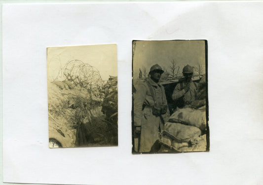 petites photos  poilus dans une tranchée 1914-1918 6 x 4 cm