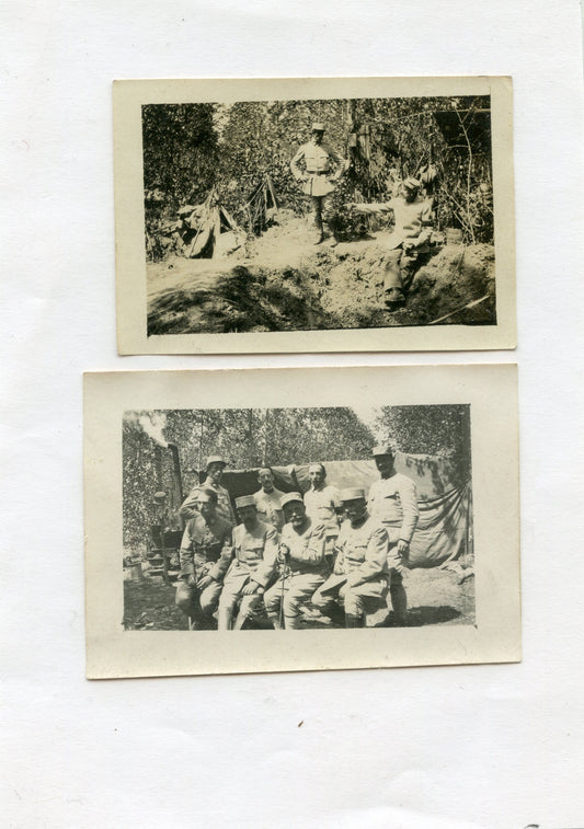 lot de 2 photos poilus et officers vétérinaires CVAD 166 Aisne mai 1917 7x5 cm