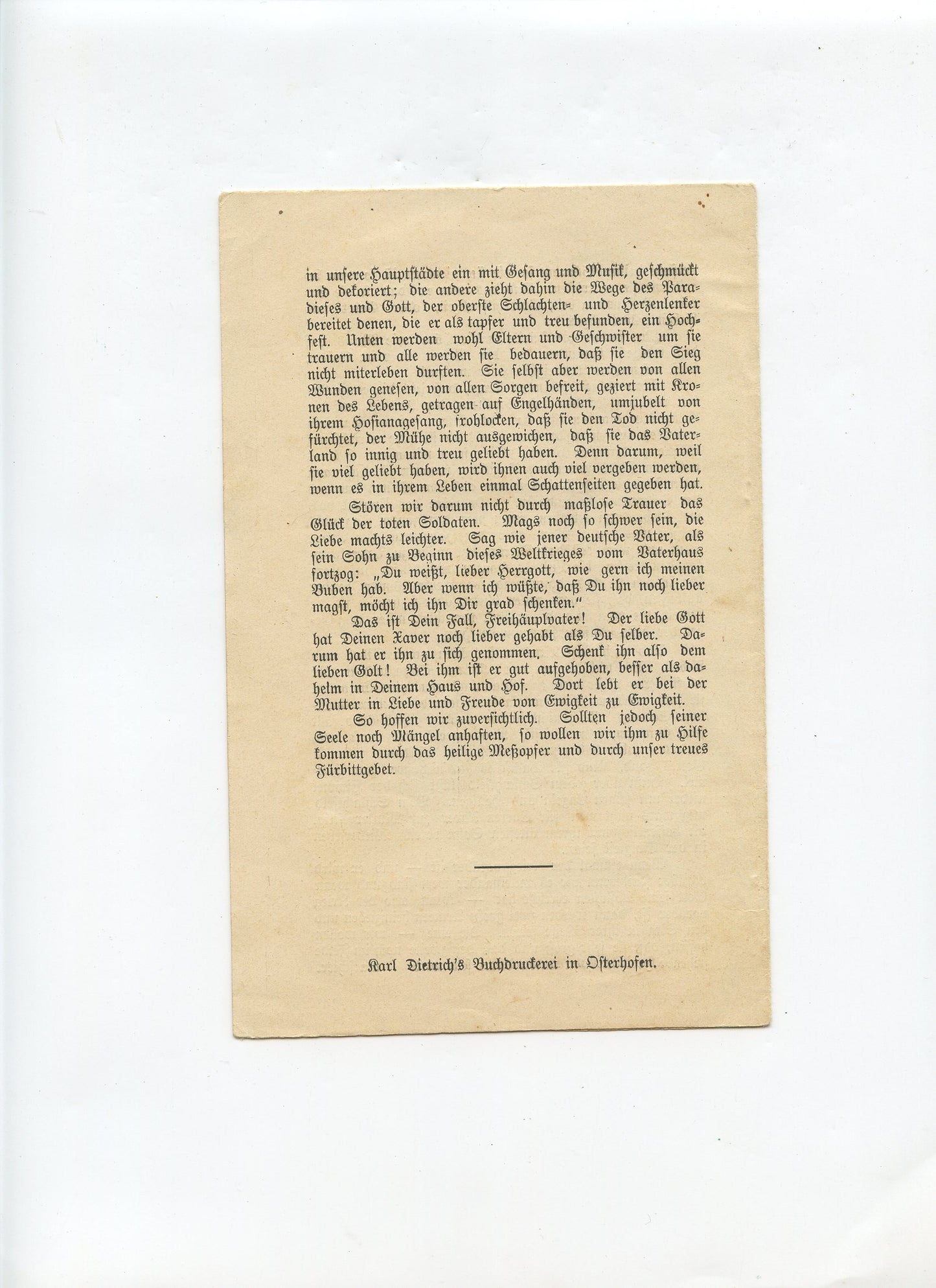 fascicule de décès d'un soldat allemand tué aux Eparges le 4 aout 1915, 8 pages