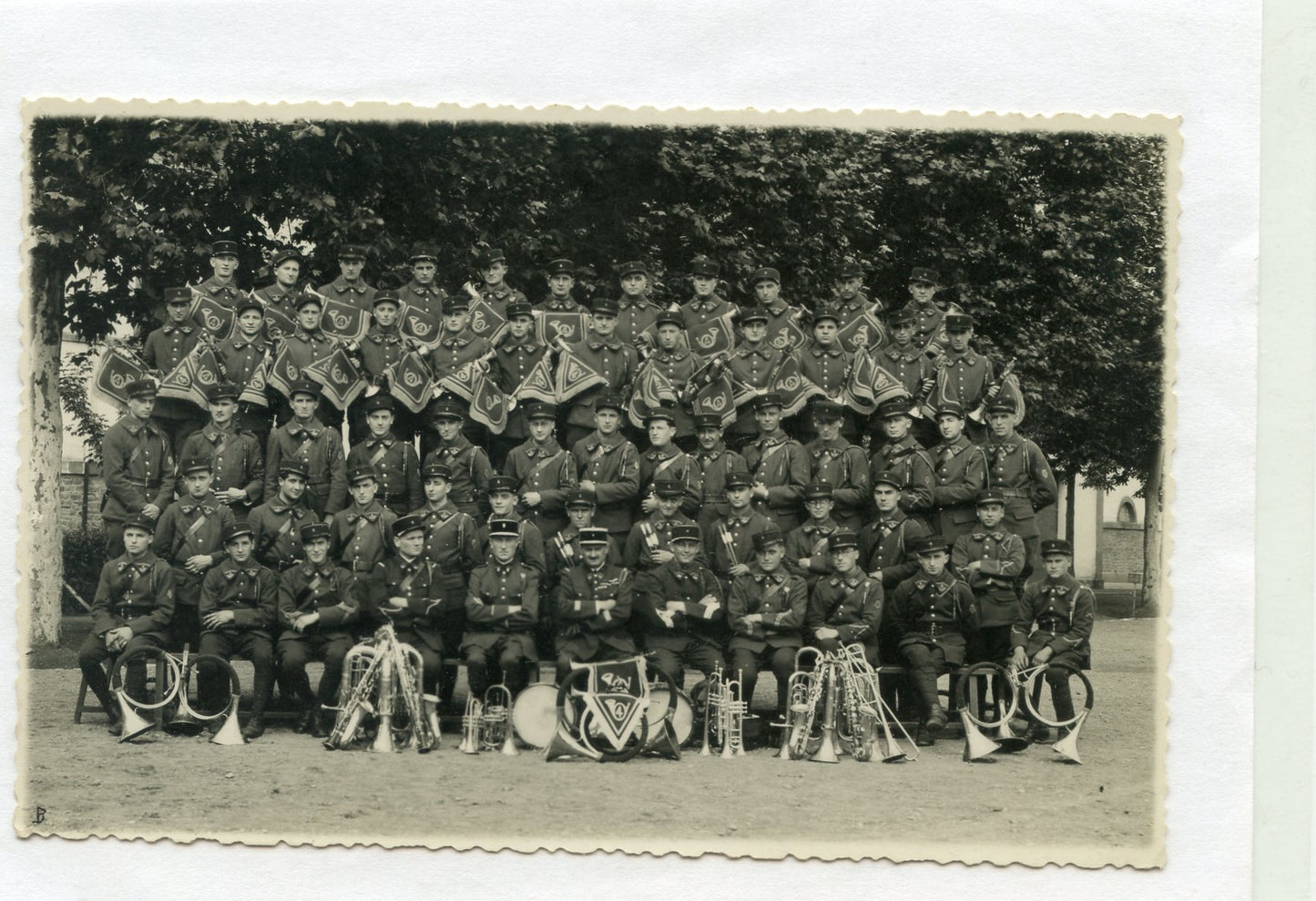 carte photo de la fanfare du 4° bataillon de chasseurs à pied années 20-30