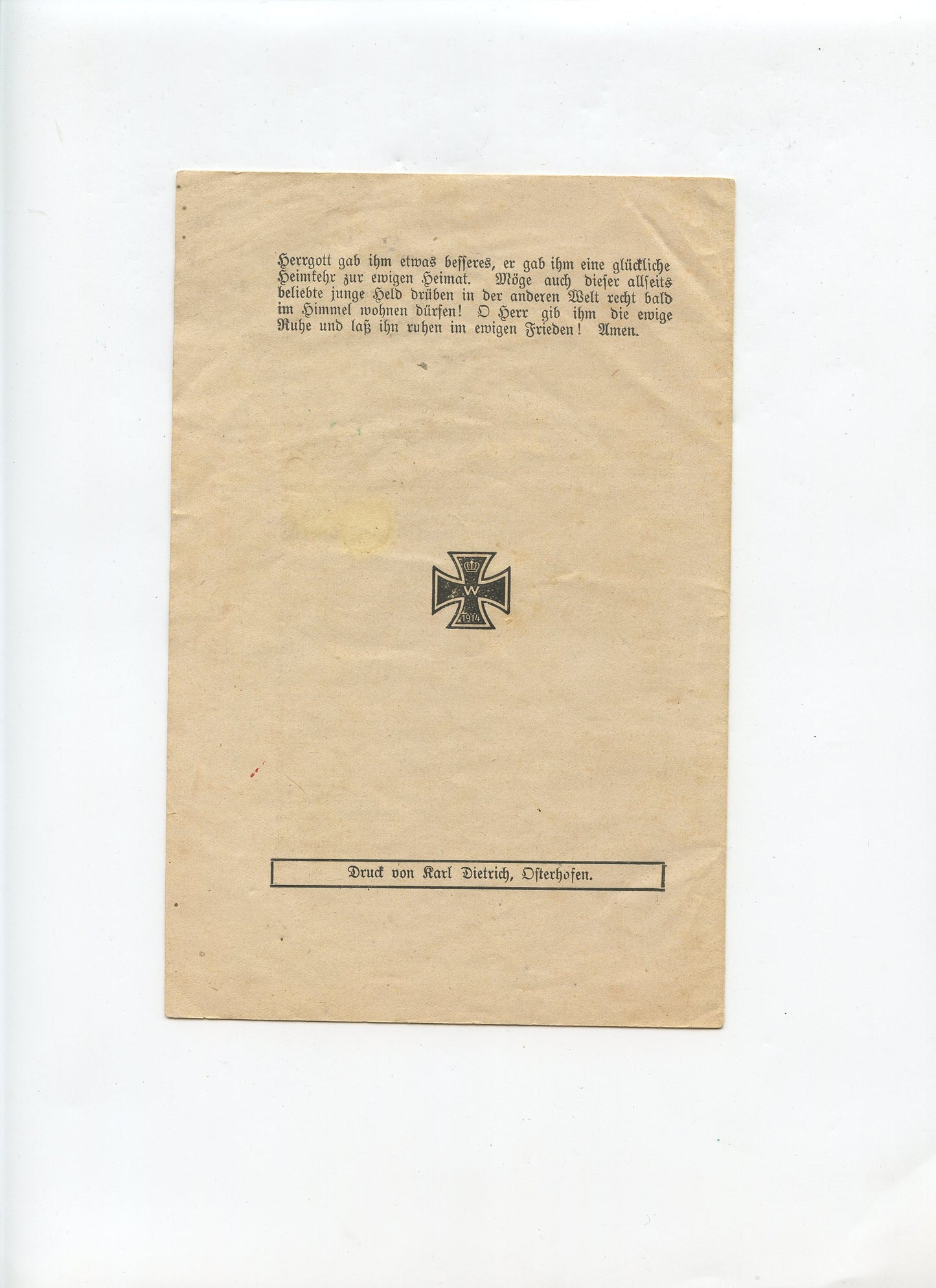 fascicule de décès d'un soldat allemand tué à Reims le 16 juillet 1918, 8 pages