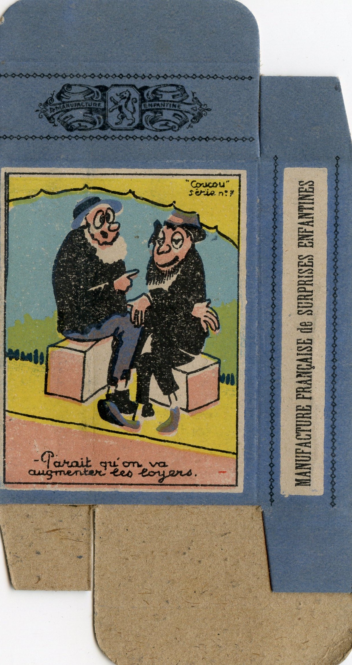 boite vide de surprise pour les enfants époque libération anti allemand "parait qu'on va augmenter les loyers"