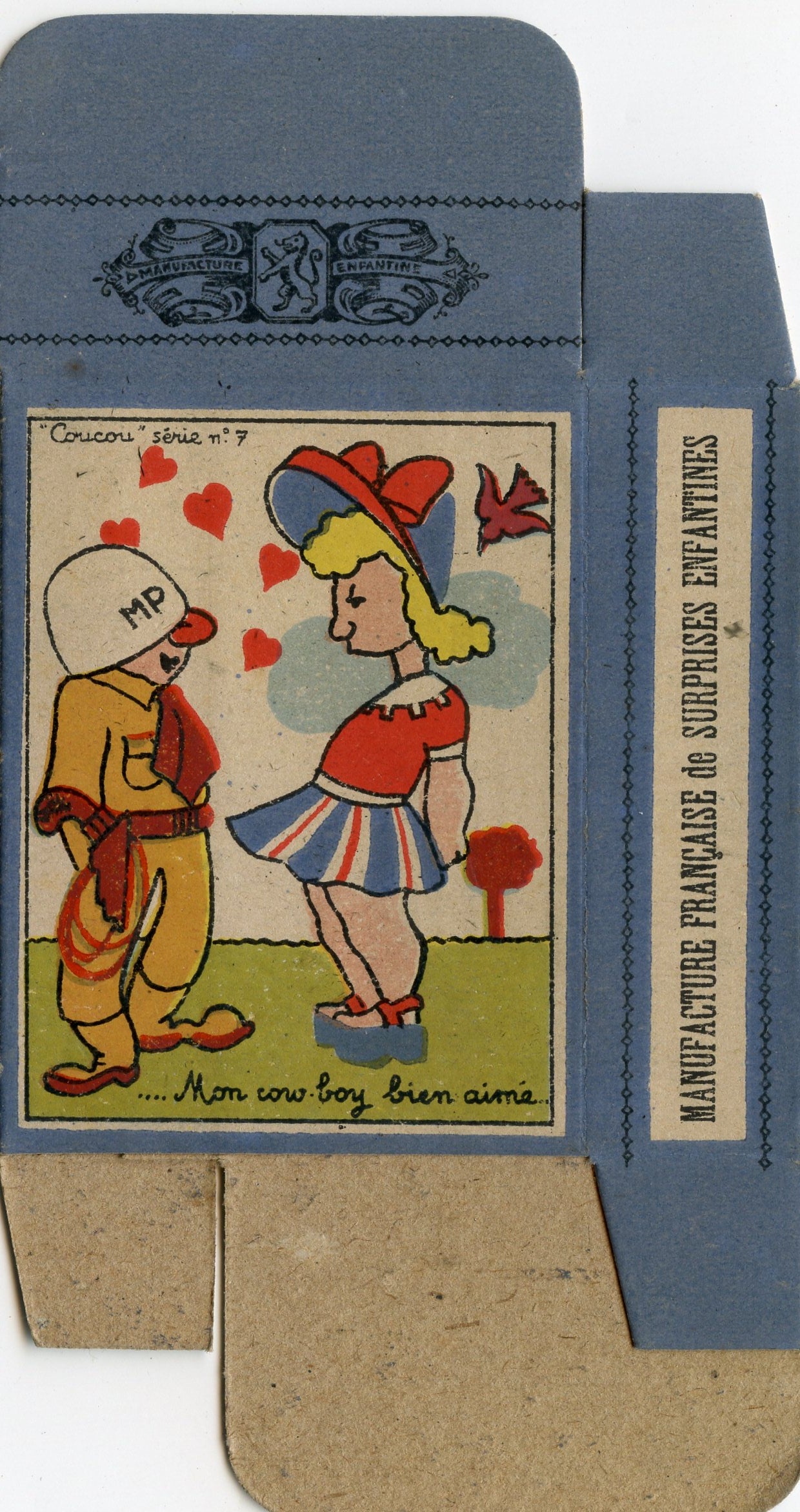 boite vide de surprise pour les enfants époque libération anti allemand "mon cow boy bien aimé"