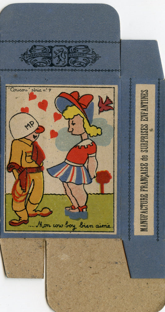boite vide de surprise pour les enfants époque libération anti allemand "mon cow boy bien aimé"
