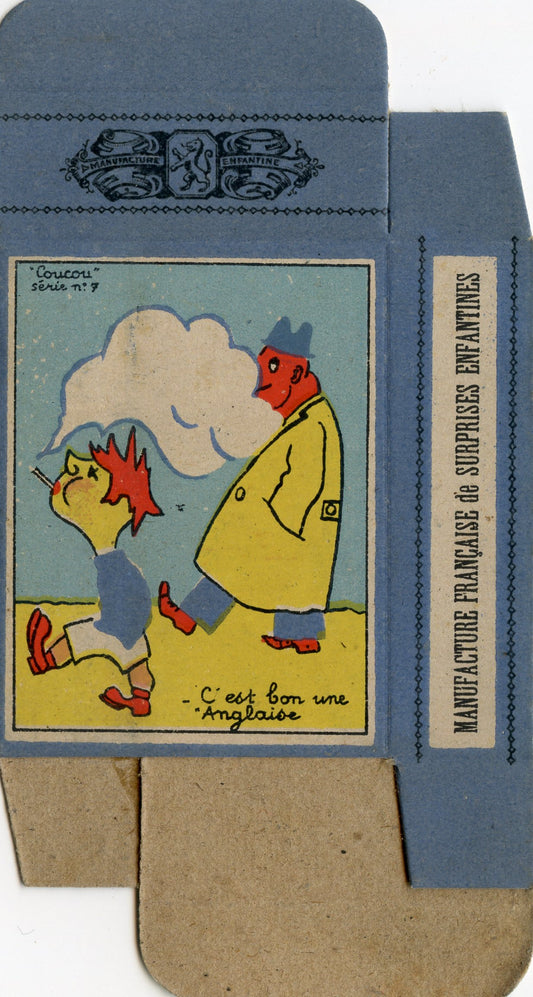 boite vide de surprise pour les enfants époque libération anti allemand "c'est bon une anglaise"