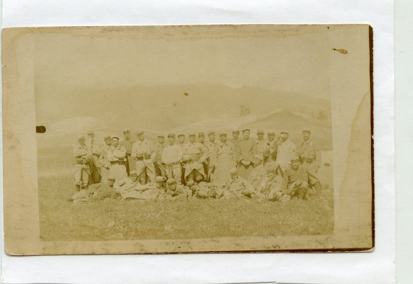 carte photo d'un groupe de poilus au Maroc 1917