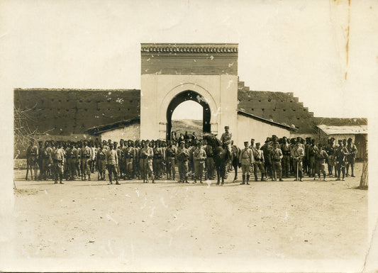 grande photo tirailleurs sénégalais au Maroc avant 1914, 6ème RIC 17ème BTS, 18x13 cm