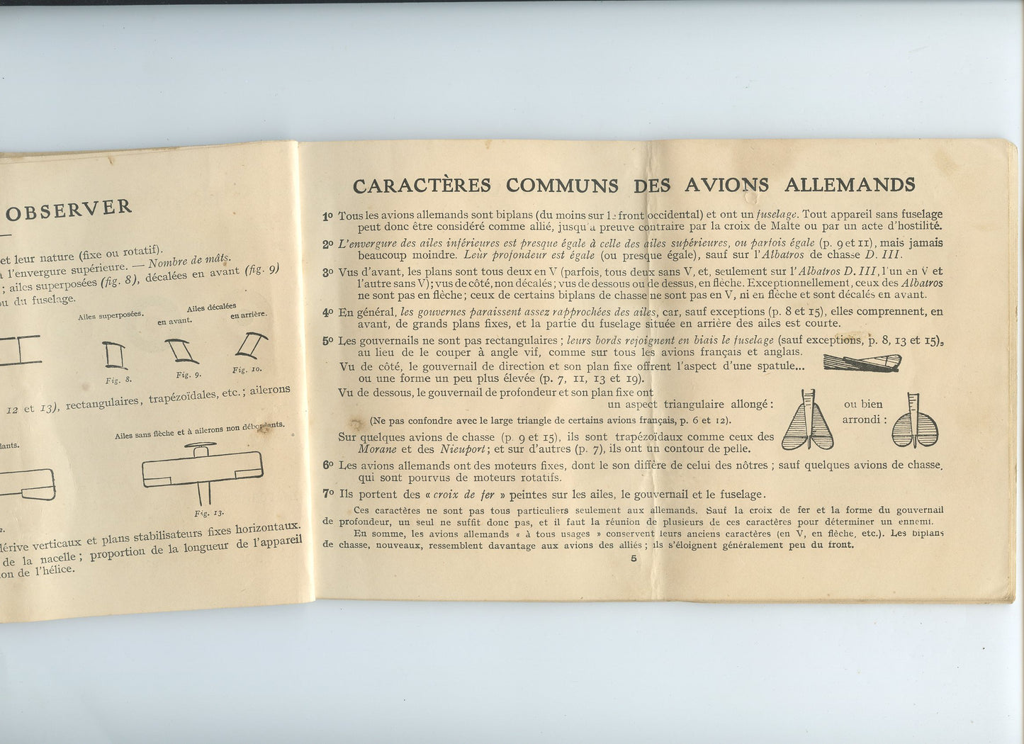 carnet de silhouettes d'avions 1914-18, avions alliés et ennemis 1917