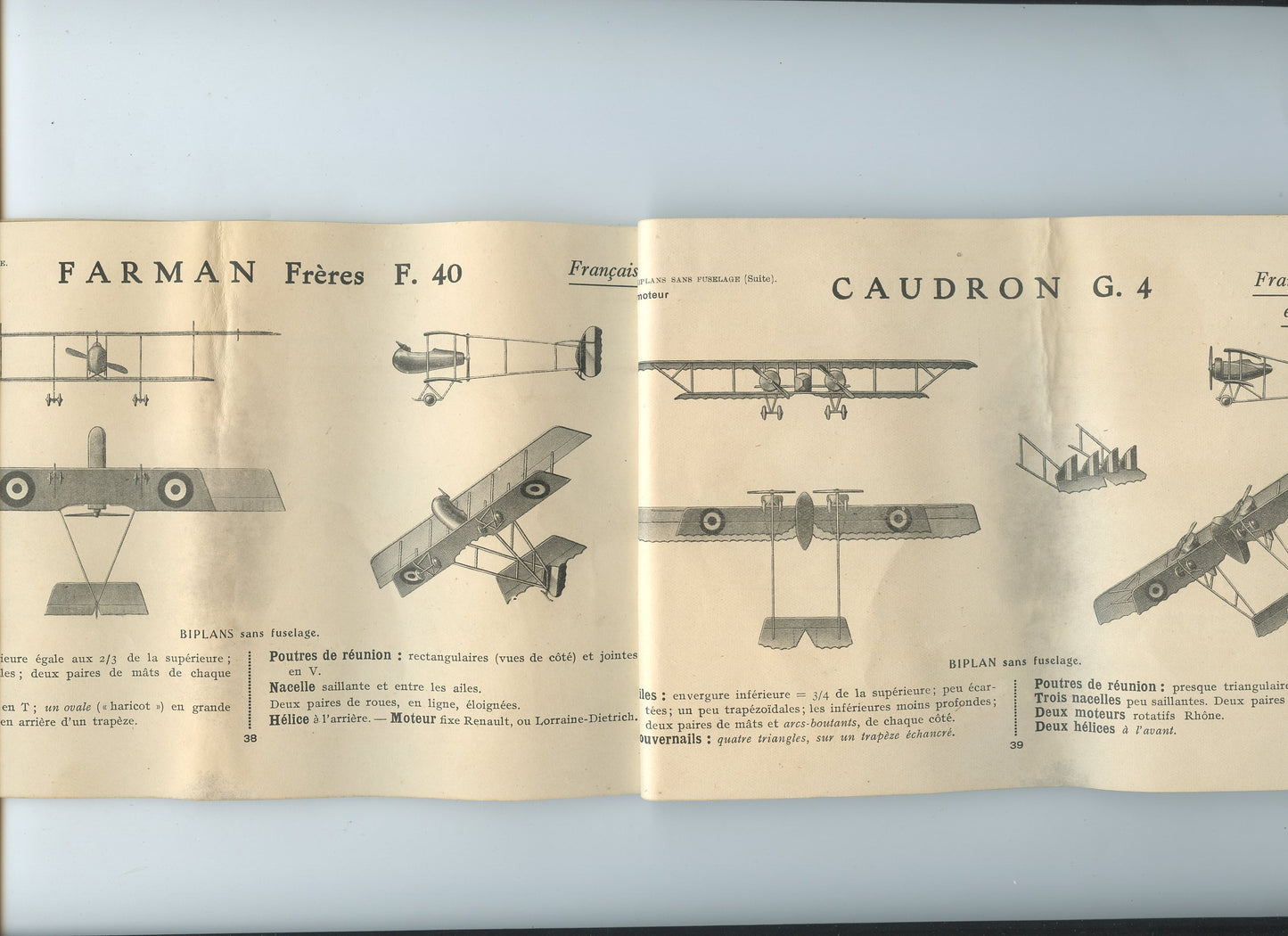 carnet de silhouettes d'avions 1914-18, avions alliés et ennemis 1917