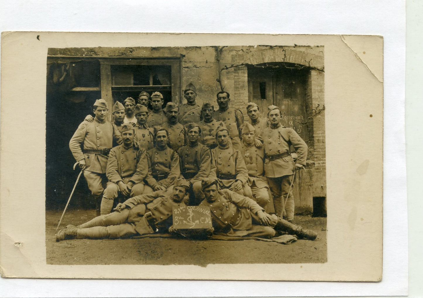 carte photo de coloniaux du 21°RIC au fort de la Pompelle 1918