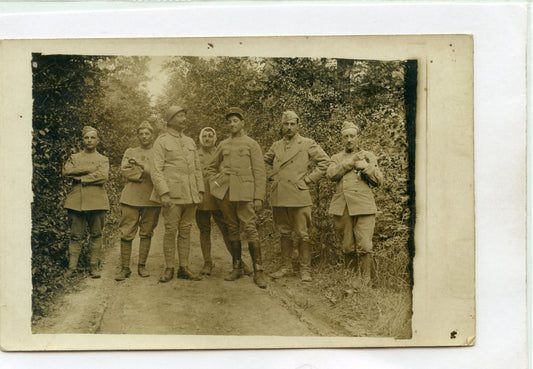 carte photo de coloniaux du 21°RIC dont un blessé 1914-1918