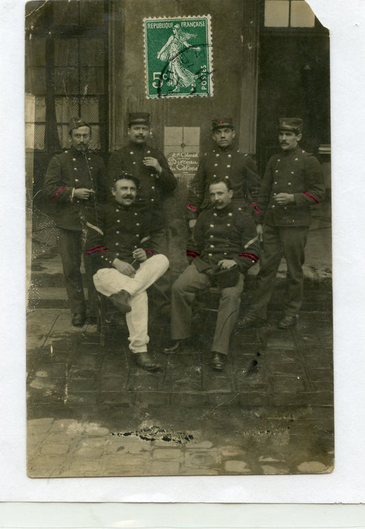 carte photo des marsouins du bureau du colonel 21°RIC 1909