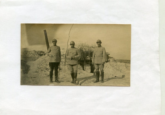 photo officiers à Ville sur Tourbe 44°RAC Champagne 1916 10,5x6,5 cm