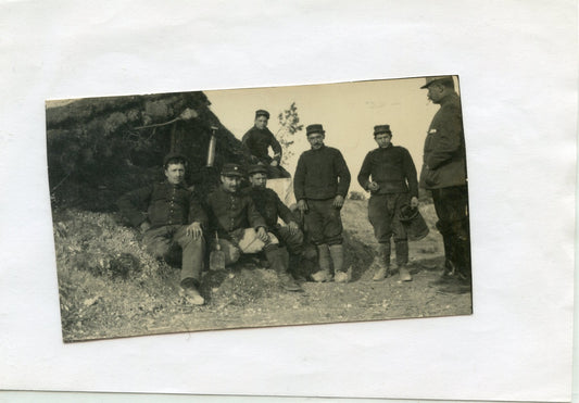 photo sous officiers et canonniers Perthes les Hurlus 2° batterie 44°RAC Champagne 1915 10,5x6,5 cm