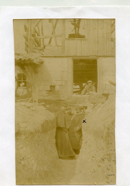photo chef de corps du 101°RI tranchée à Perthes les Hurlus Champagne mars 1915, 13,5x8,5 cm