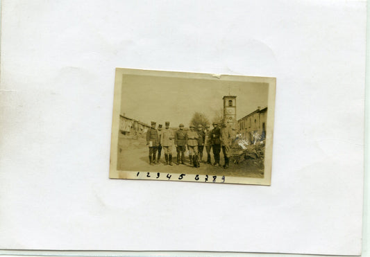 photo officiers français et américains à l'instruction en Lorraine 232°RAC, mars 1918, 7x4,5 cm