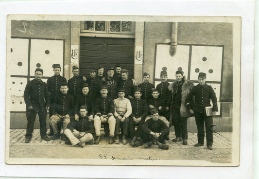 carte photo groupe de poilus du 21°RI Langres Juillet 1914