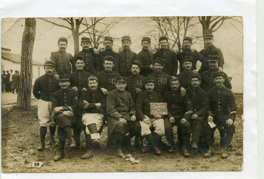 carte photo groupe de soldats du 22°RI camp de la Valbonne