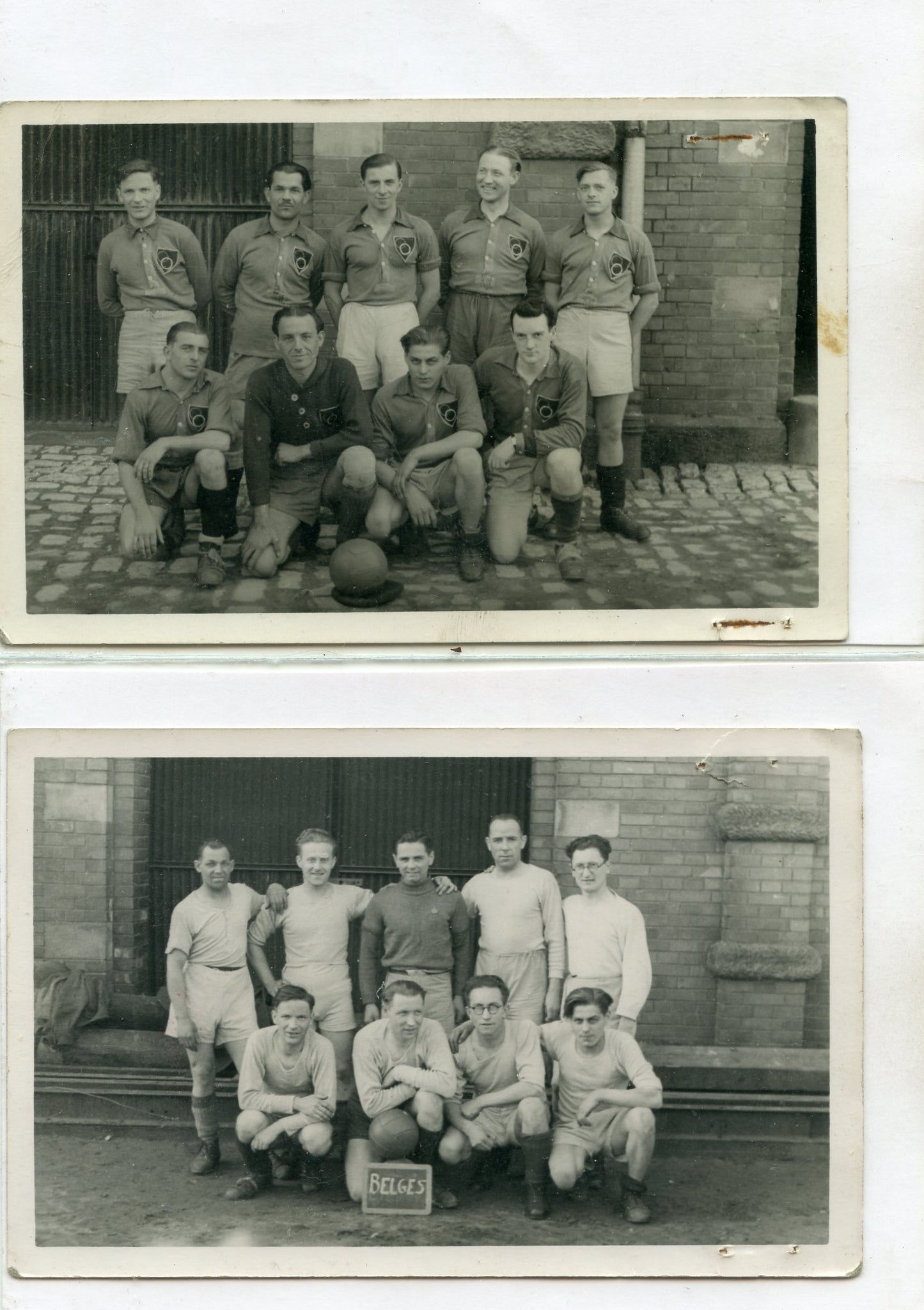 2 cartes photos équipes de foot française et Belge prisonniers stalag XII F