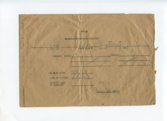 pochette américaine pour les effets personnels d'un prisonnier alsacien malgré nous, Italie 1945 avec demande carte du combattant complète