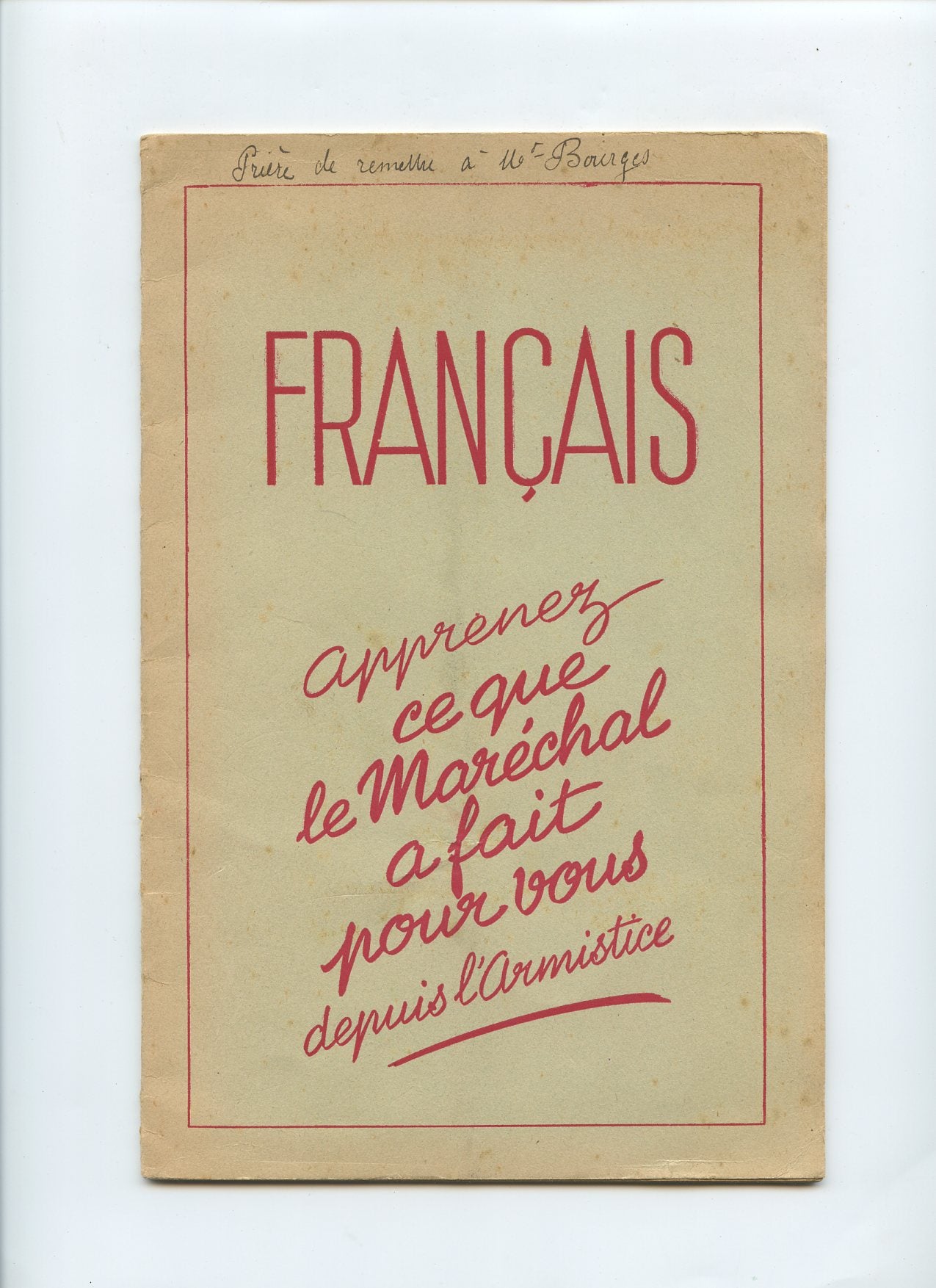 fascicule ce que le Maréchal a fait pour nous, Etat Français, Pétain 1939-45