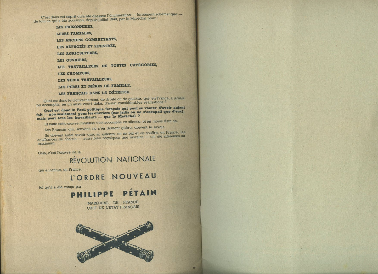 fascicule ce que le Maréchal a fait pour nous, Etat Français, Pétain 1939-45